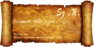 Szamek Mária névjegykártya
