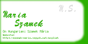maria szamek business card