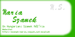 maria szamek business card